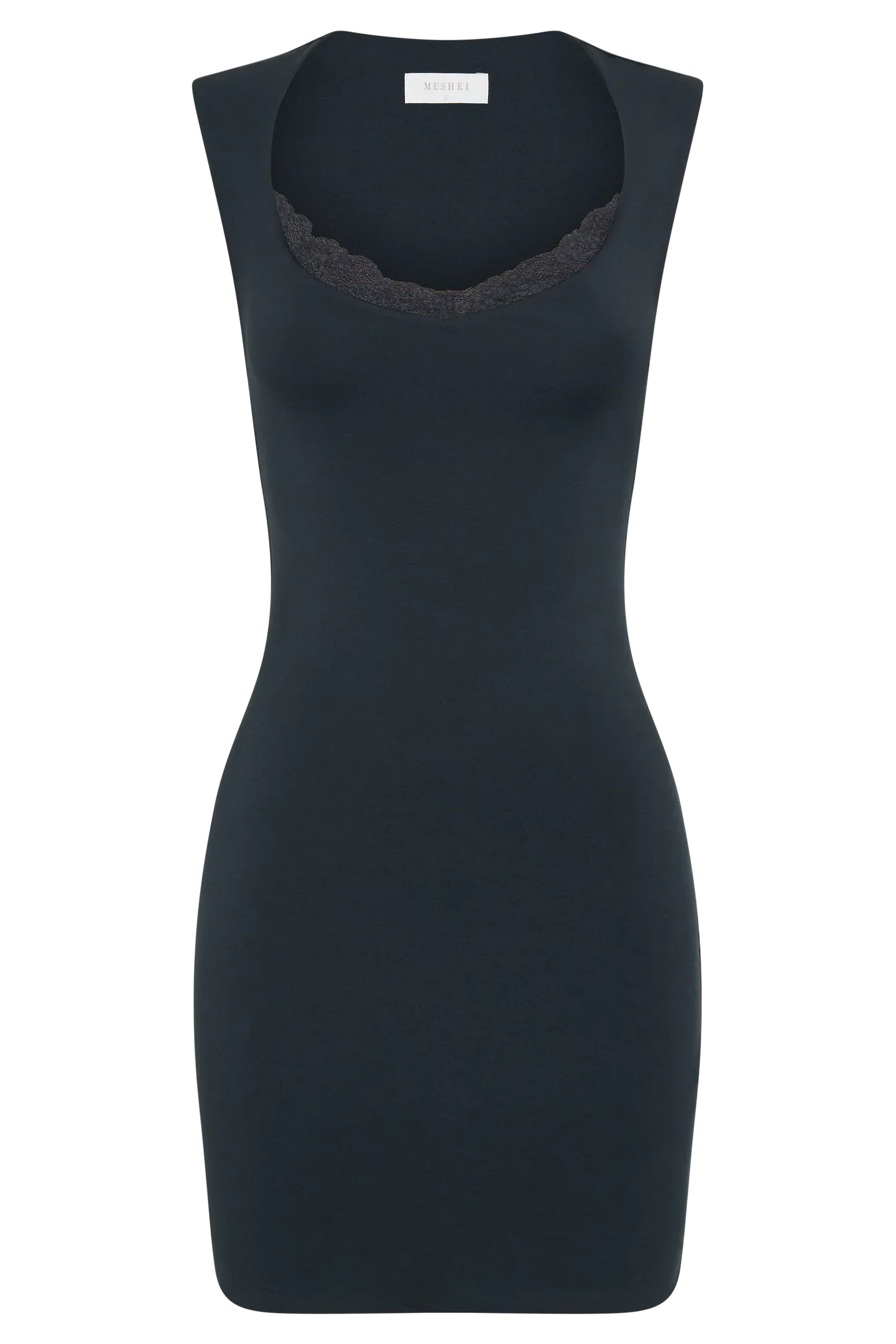 Tatianna Lace Trim Modal Mini Dress - Black