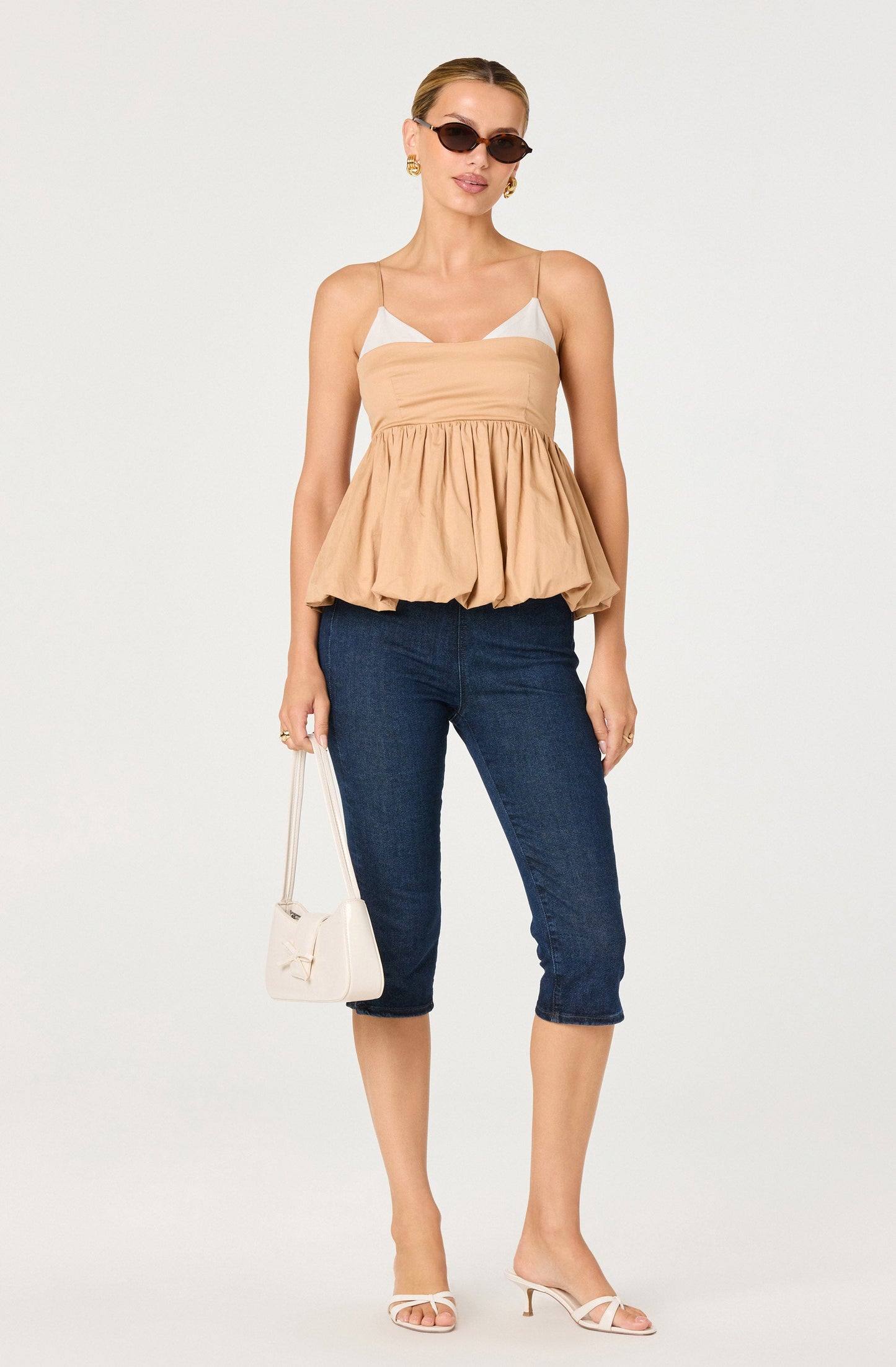 Alon Faux-Layer Bubble Peplum Top