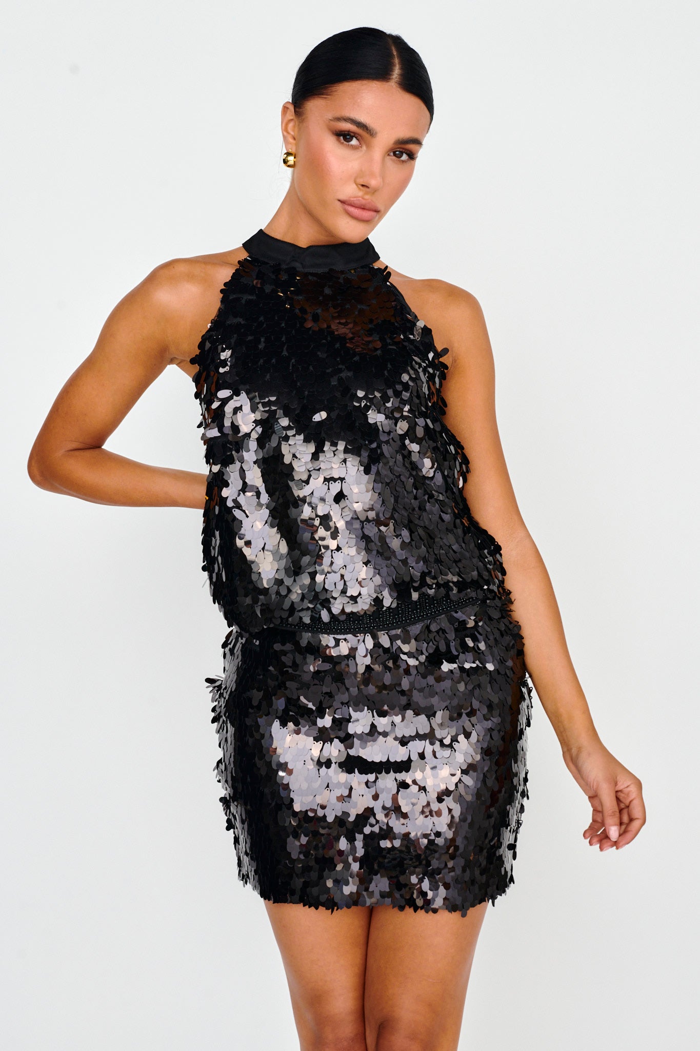 She's So LA Sequin Top Black
