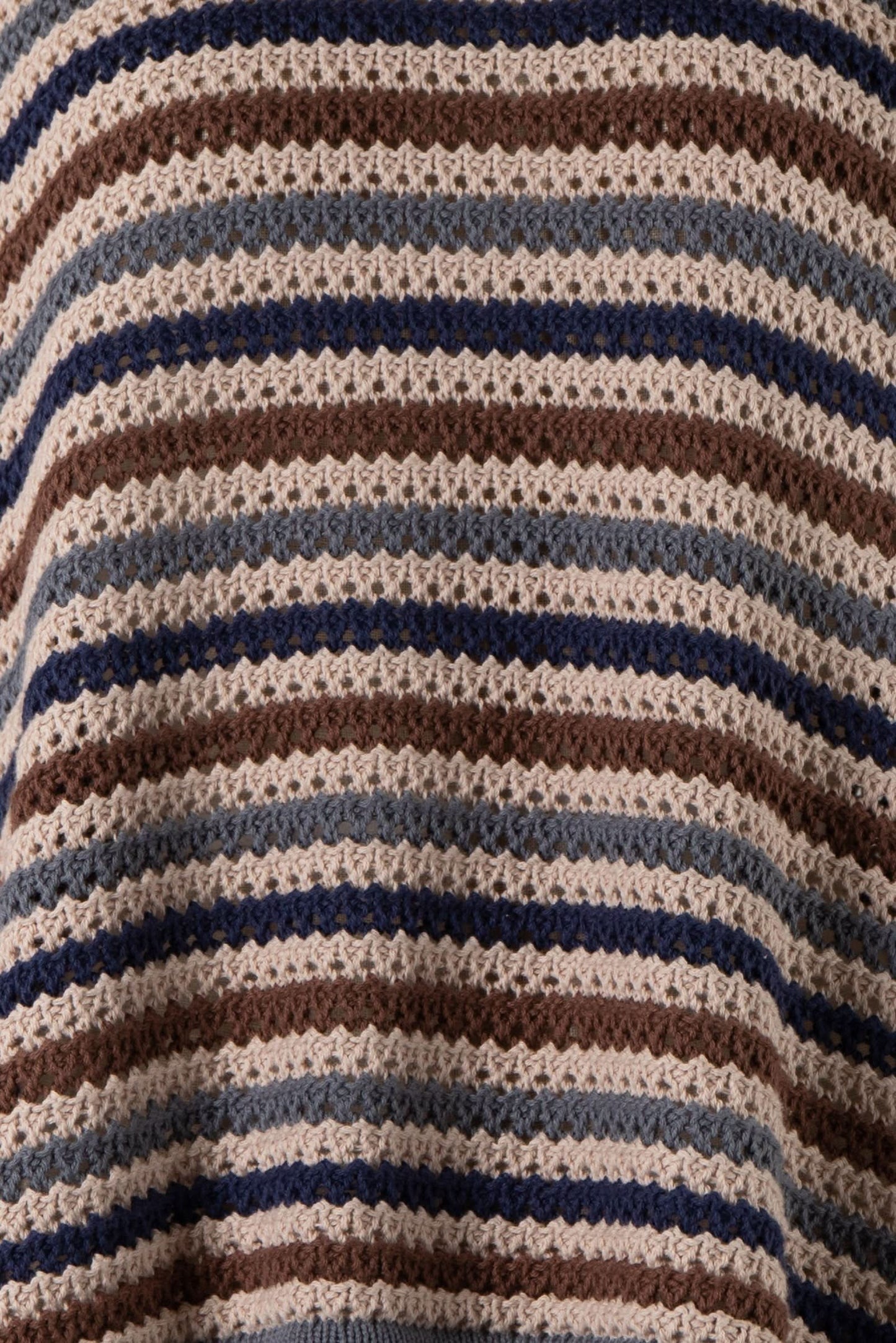 Angie Taupe Multi Striped Crochet Sweater