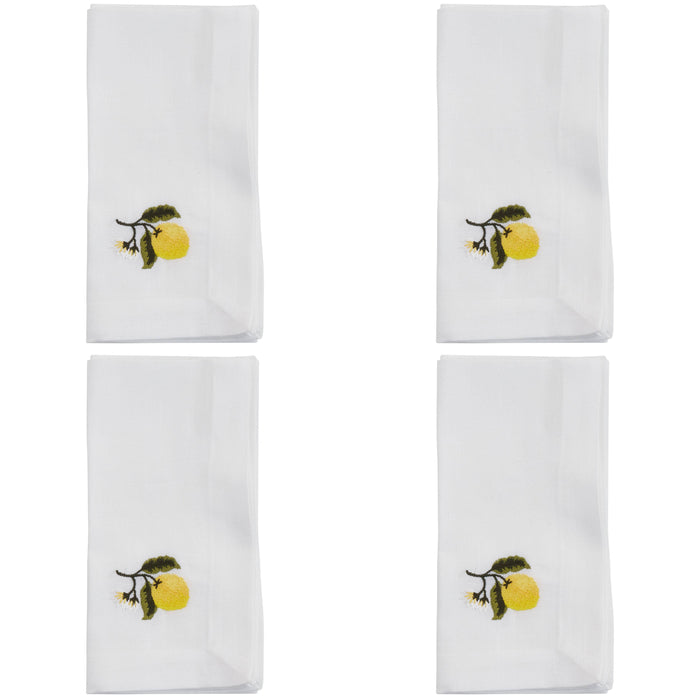 Embroidered Lemon Napkin: White / 20" - set of 4