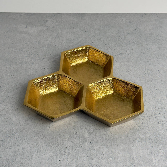 Golden Honeycomb Bowl - 3 section