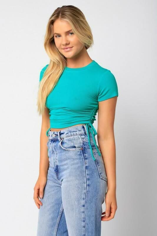 Cece Green Drawstring Crop Top