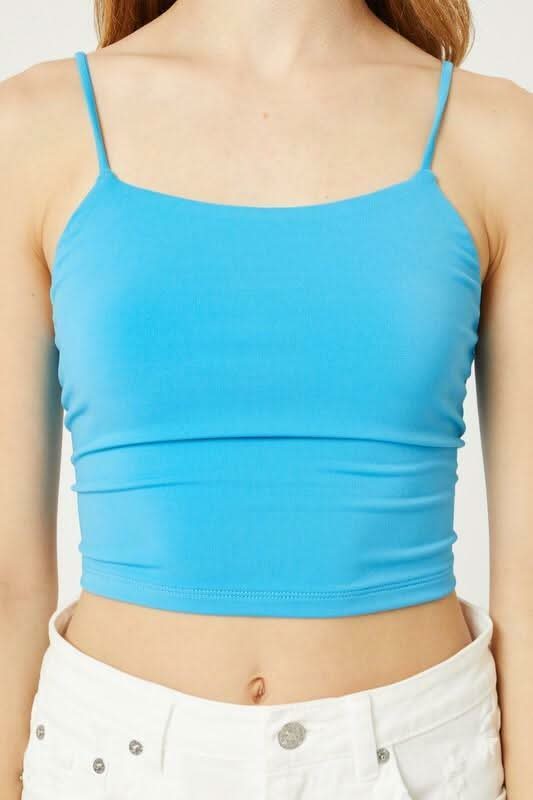 Antonia Turquoise Blue Backless Cami Crop Top