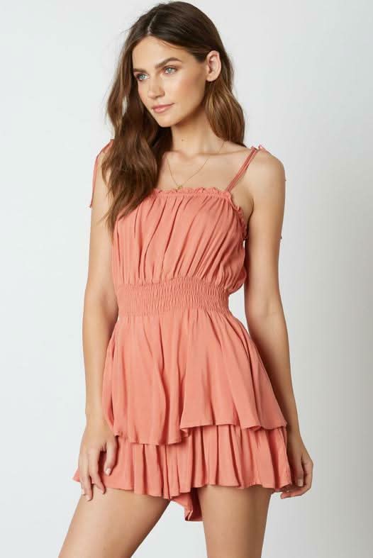 Cabana Club Peach Ruffle Romper