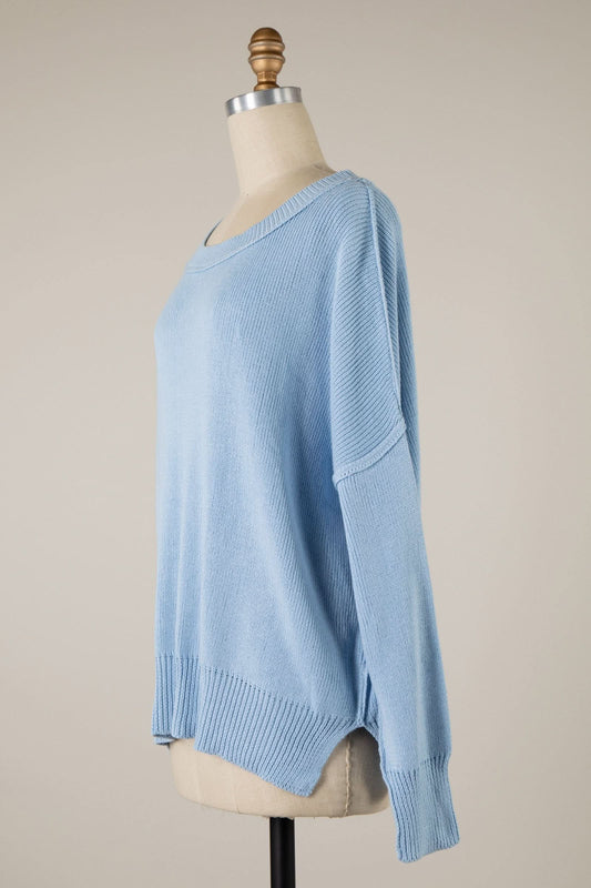 Coffee Date Light Blue Oversized Sweater