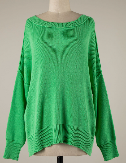 Coffee Date Spring Green Oversized Sweater