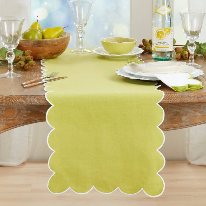 Scalloped Table Runner: Kiwi / 16"x72"