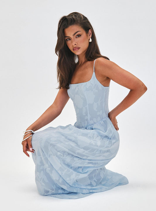 Angeleina Maxi Dress Blue Floral