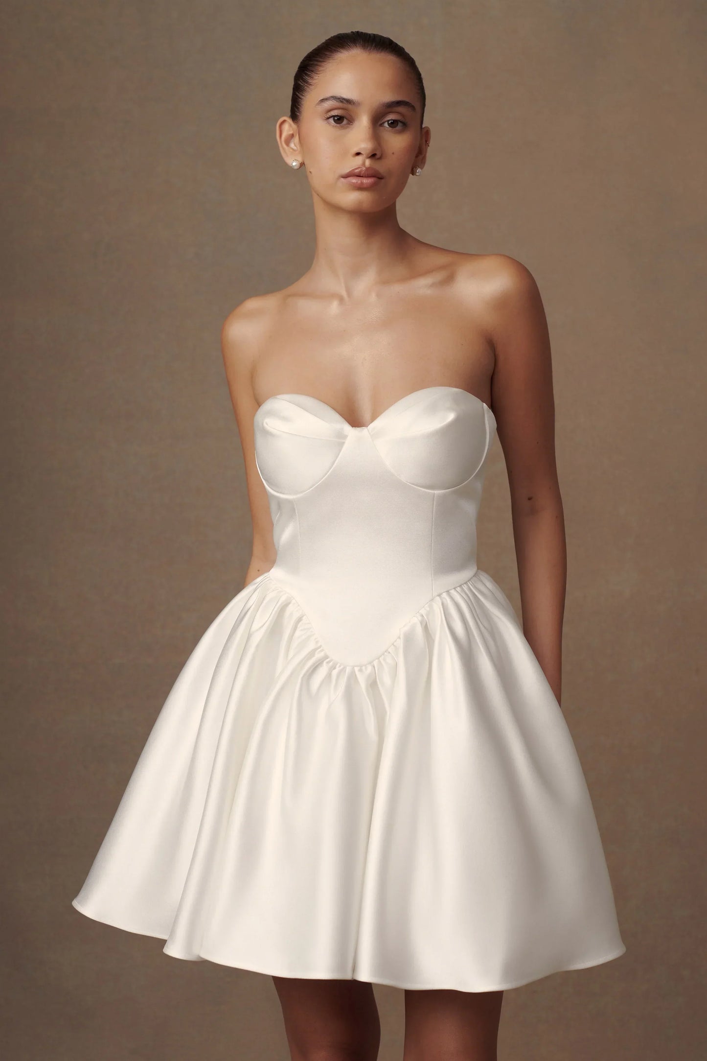 Hollie Structured Corset Mini Dress - White