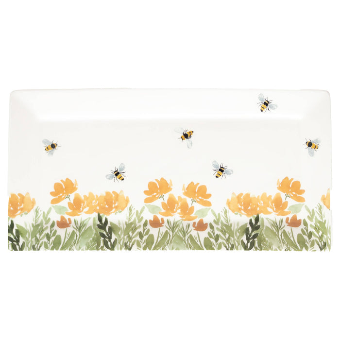 14.25" Long Bee Field Ceramic Platter