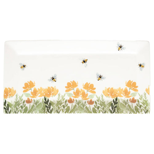 14.25" Long Bee Field Ceramic Platter
