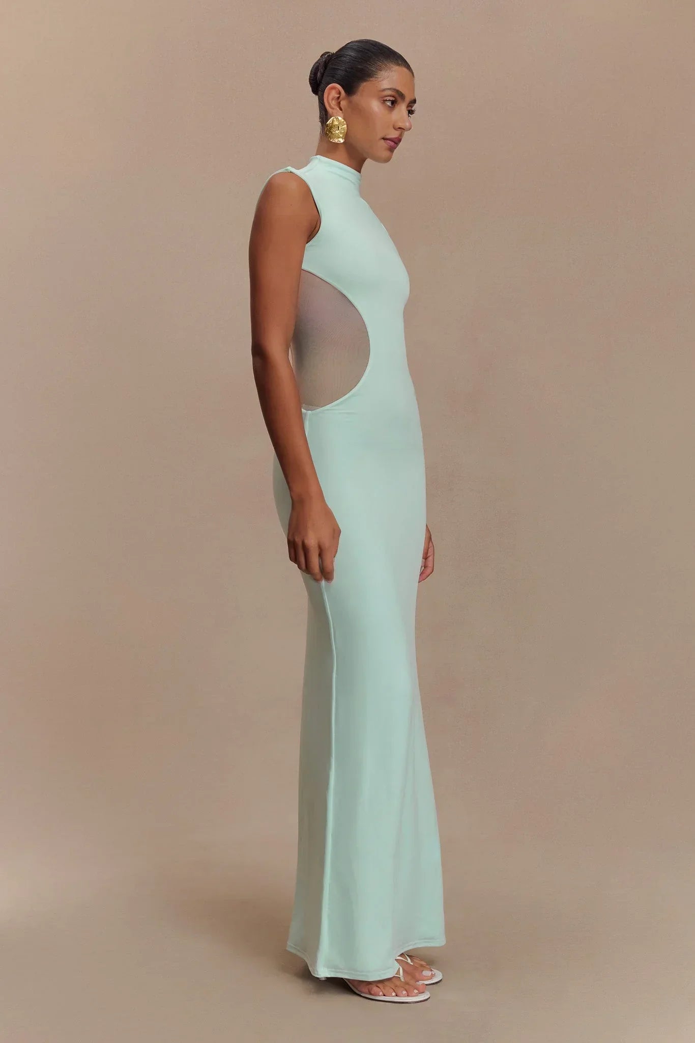 Massie Slinky And Mesh Maxi Dress - Lagoon