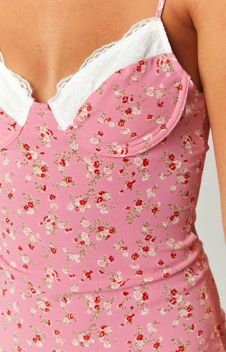 Kinsley Pink Floral Midi Dress