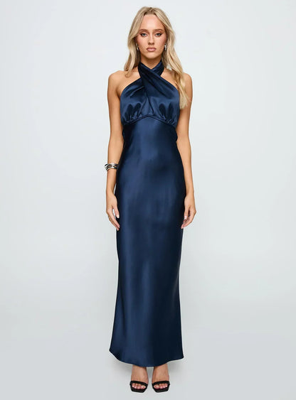 Rosaminta Halter Maxi Dress Cobalt Blue