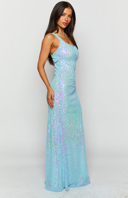 Nova Blue Sequin Maxi Dress