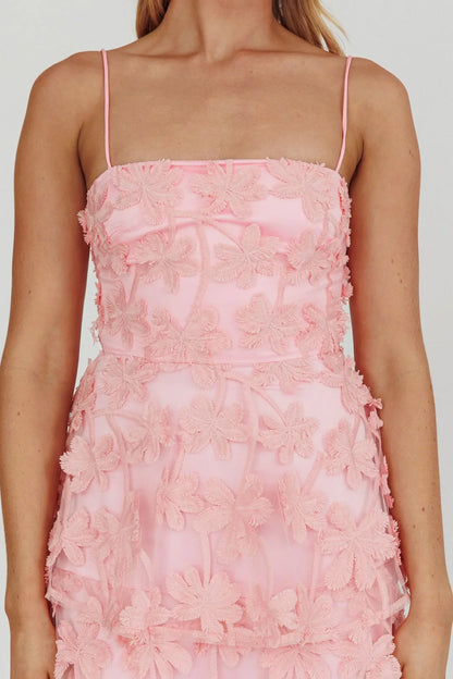 Dori Floral Embellished Maxi Dress Blush