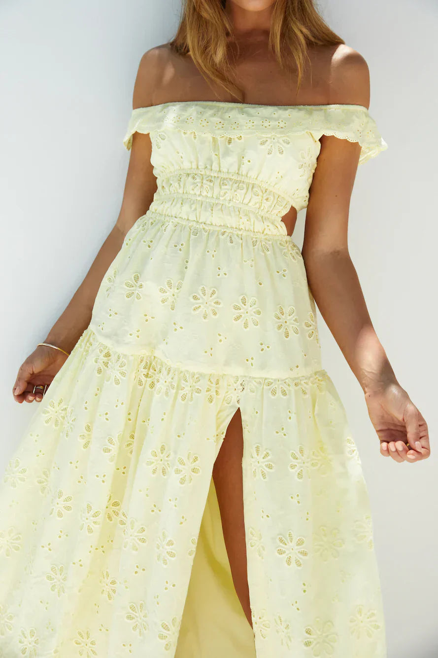 Lemon Blossom Maxi Dress Yellow