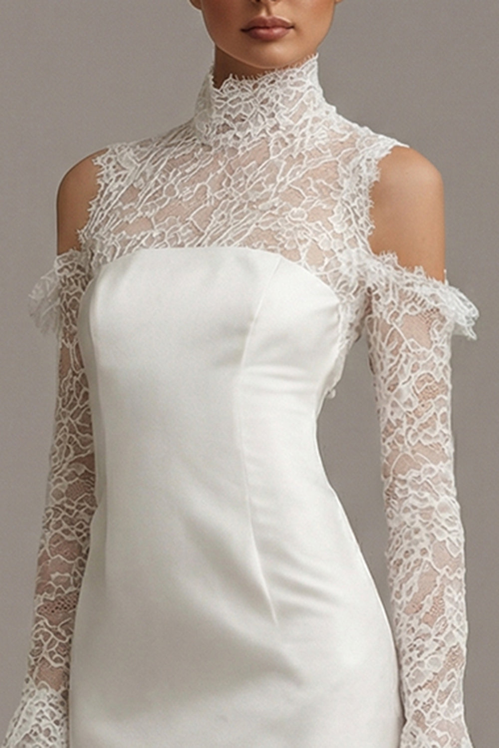 White Bodycon Short Cold Shoulder Ruffled Graduation Dress with Sleeves