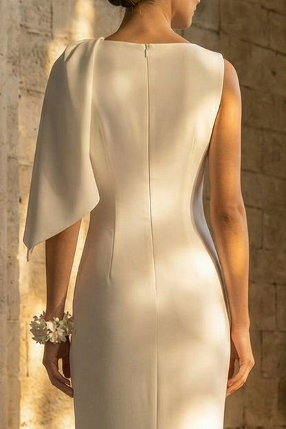 White Mermaid Maxi Beach Wedding Dress with Slit