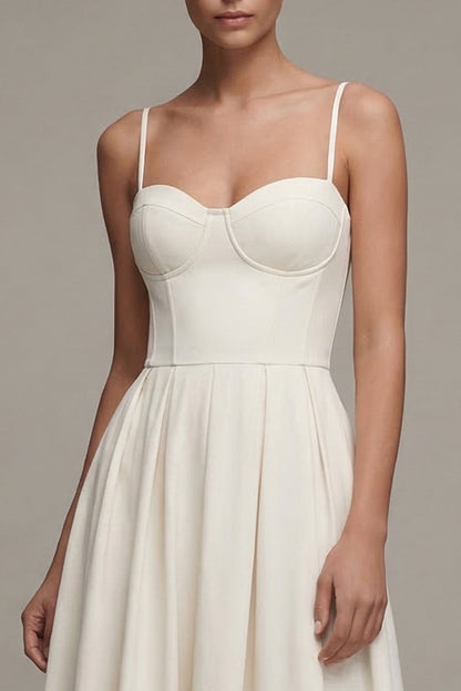 Corset Maxi Spaghetti Straps White A Line Beach Wedding Dress