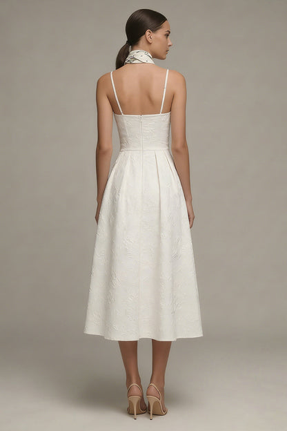 Floral Maxi Spaghetti Straps Ivory A Line Corset Boho Wedding Dress