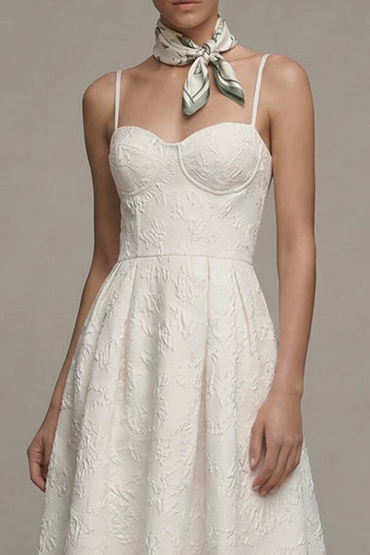 Floral Maxi Spaghetti Straps Ivory A Line Corset Boho Wedding Dress