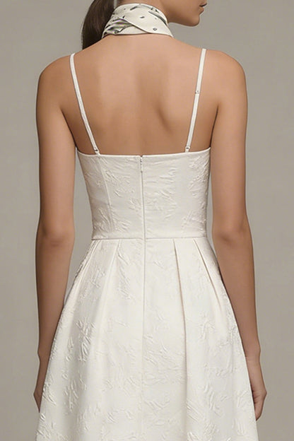Floral Maxi Spaghetti Straps Ivory A Line Corset Boho Wedding Dress