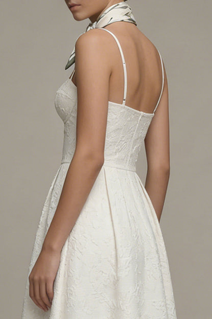 Floral Maxi Spaghetti Straps Ivory A Line Corset Boho Wedding Dress