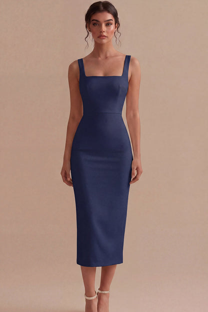 Square Neck Maxi White Bodycon Engagement Dress