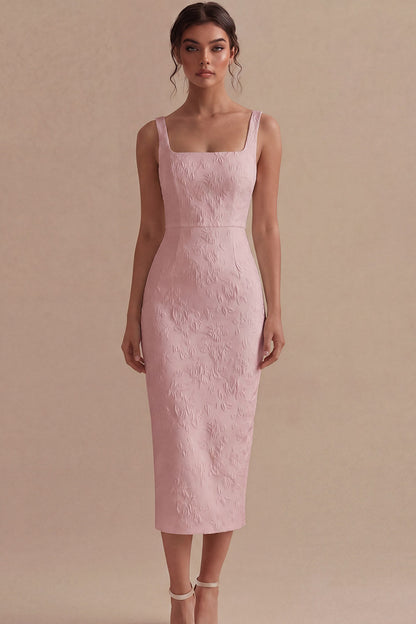 Floral Square Neck White Bodycon Maxi Beach Wedding Dress