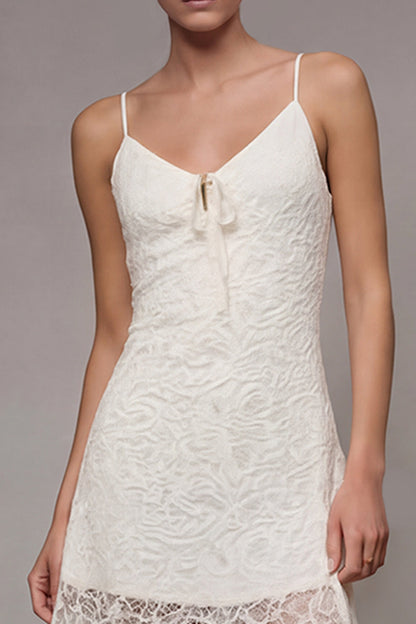 Spaghetti Straps A Line Floral Short White Boho Western Wedding Dress