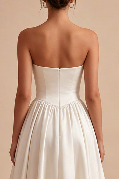 Simple Maxi A Line Sweetheart White Engagement Dress