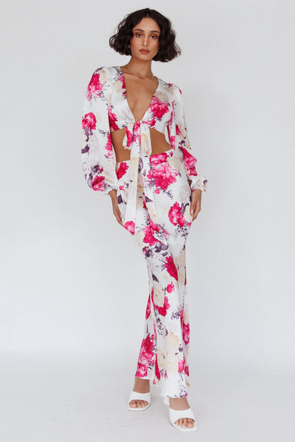 Meet Me In Fiji Tied Top Floral Pink