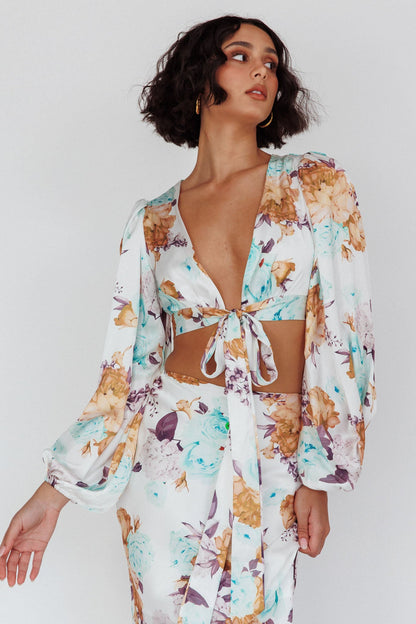 Meet Me In Fiji Tied Top Floral Yellow