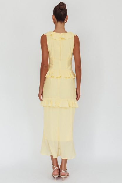 Arrabel Ruffle Trim Bust Tie Maxi Dress Banana