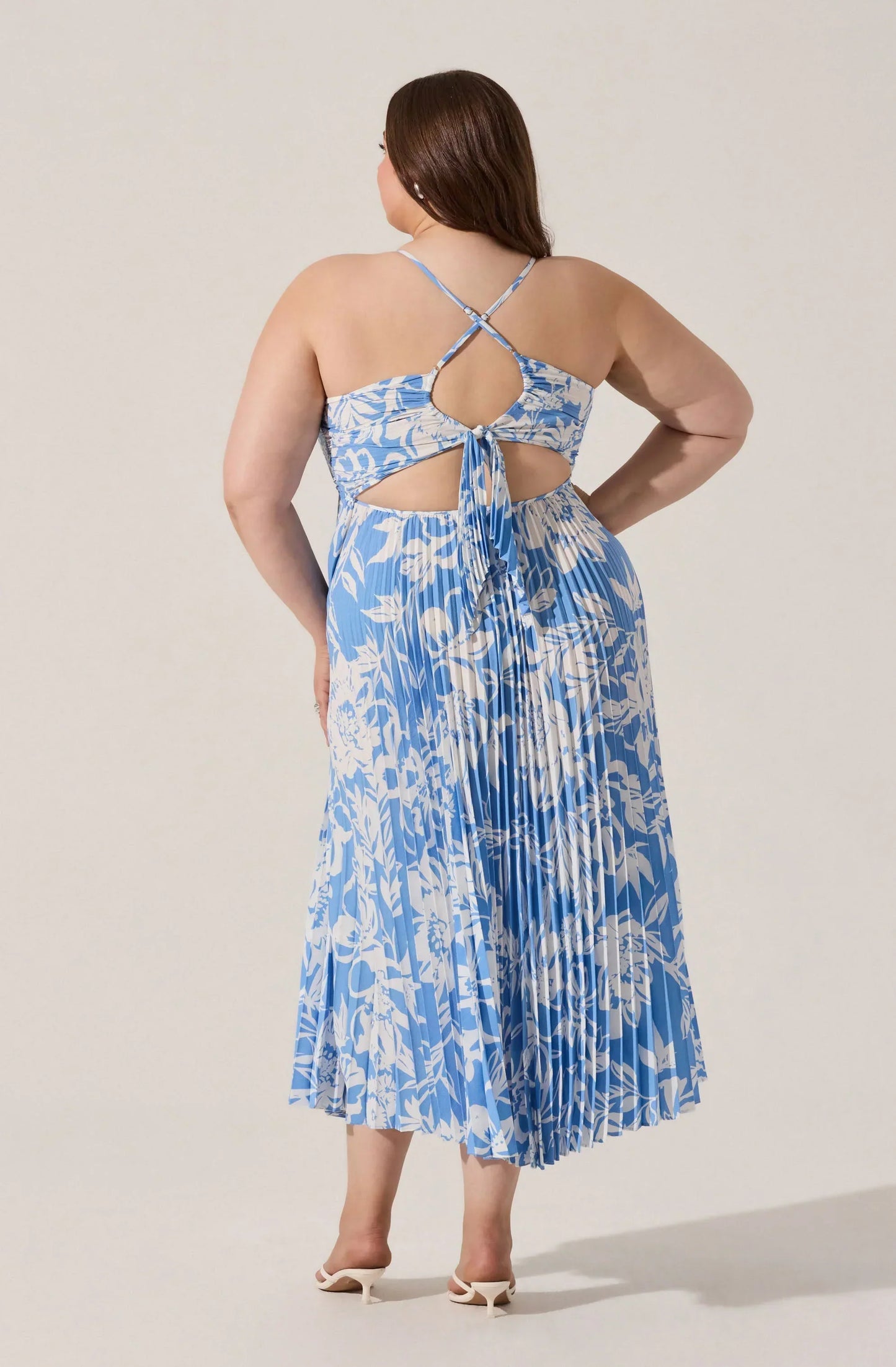 Blythe Floral Plisse Midi Dress