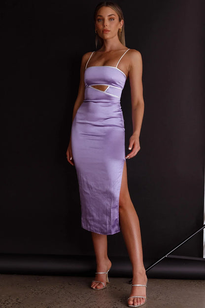 Laia Cut-Out Bodice Midi Dress Lilac