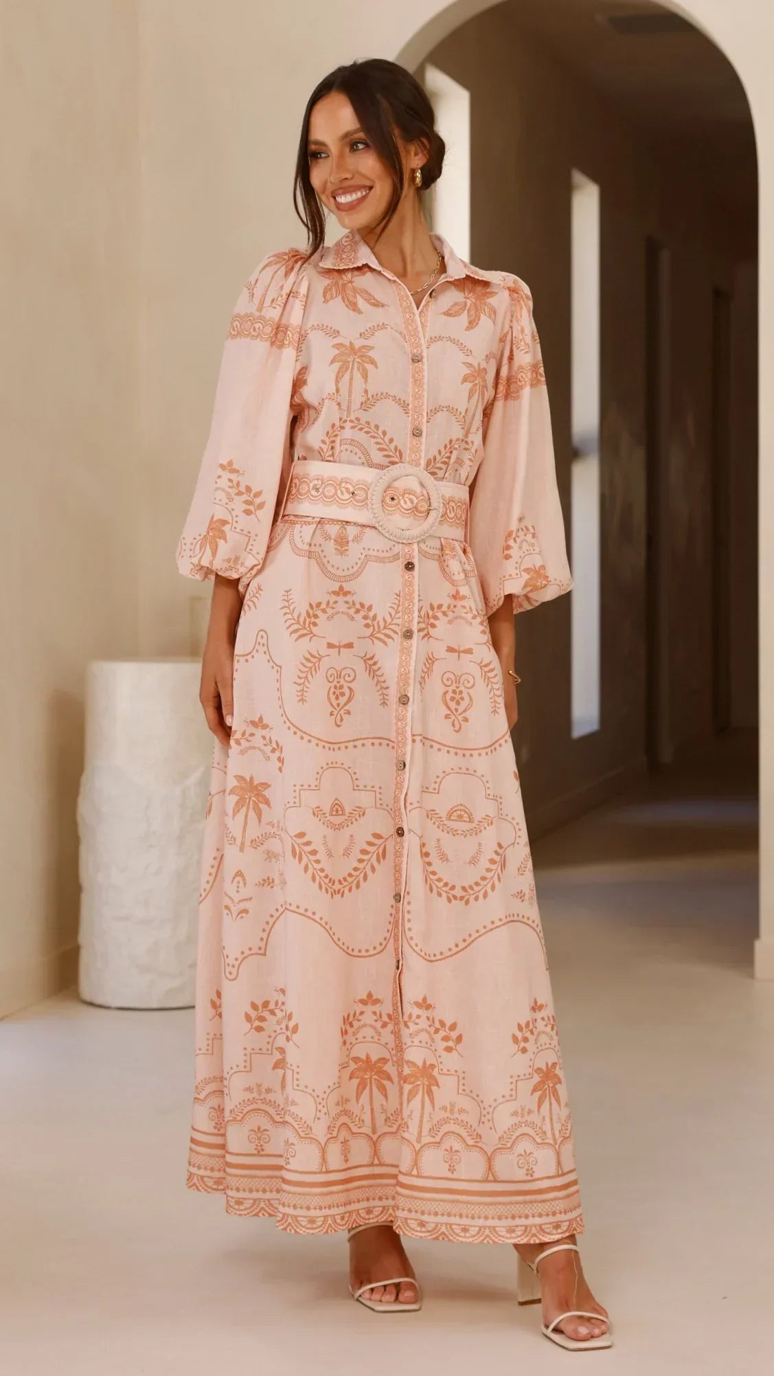 Xander Long Sleeve Maxi Dress - Natural