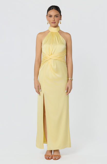 Aspen Twist Front Halter Maxi Dress