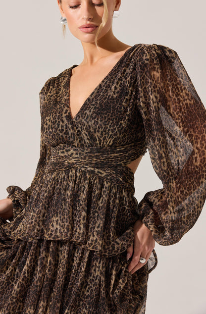 Anora Leopard Tiered Maxi Dress