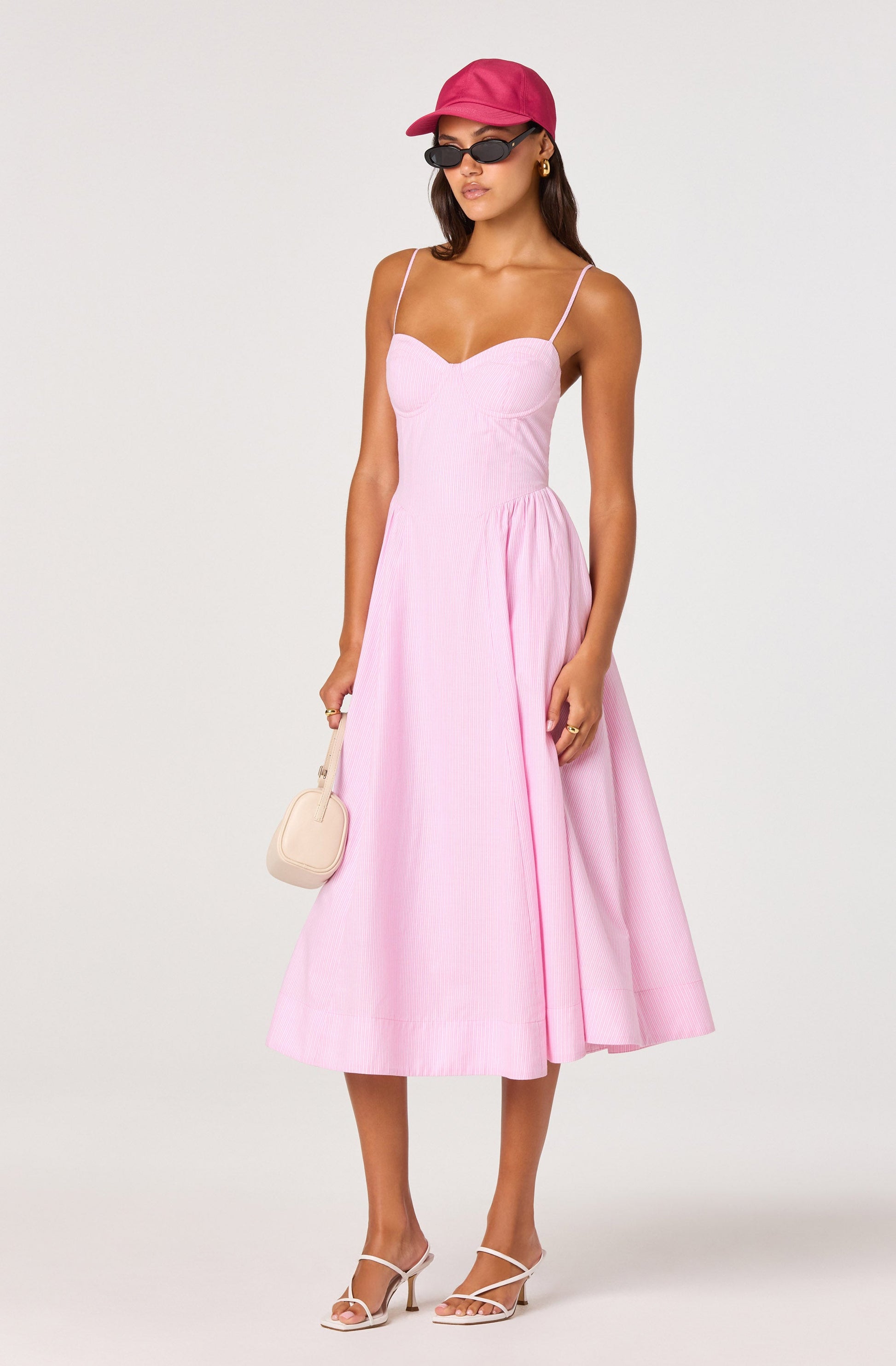 Bellamy Striped Sweetheart A-Line Midi Dress
