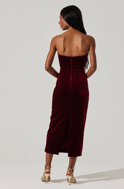 Arista Sweetheart Velvet Midi Dress