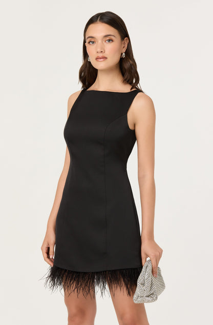 Alisanne Feather Trim Mini Dress