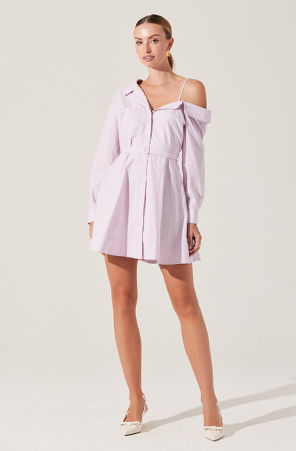 Aveni Off Shoulder Mini Shirt Dress