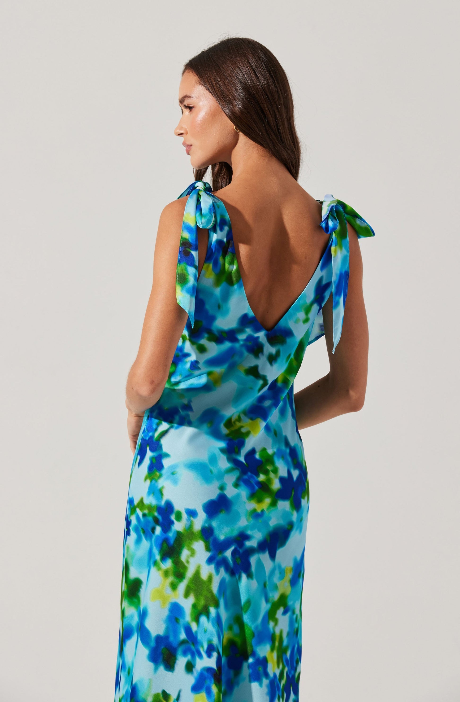 Allexina Satin Cowl Neck Midi Dress