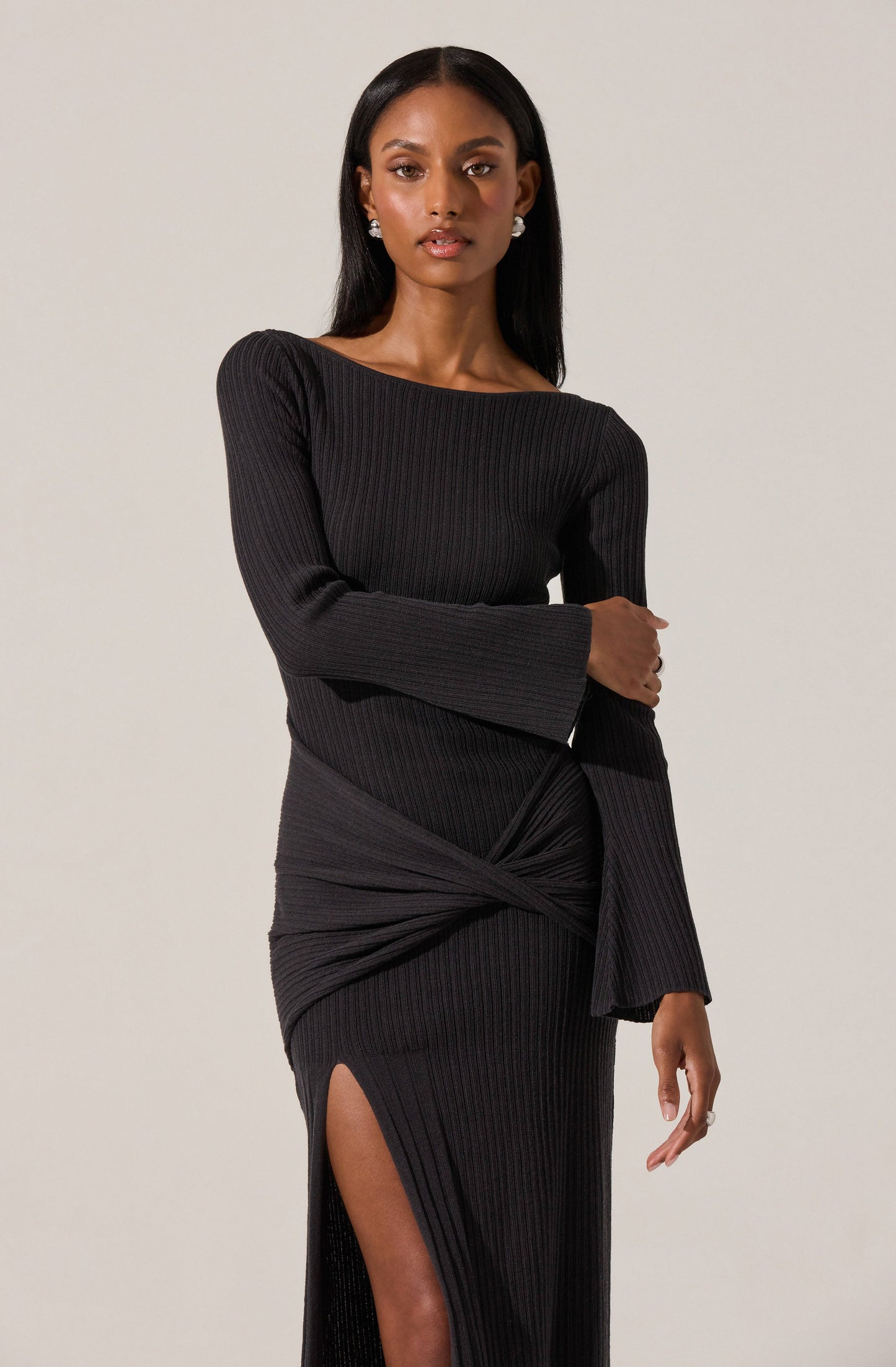 Arwyn Ribbed Layered Midi Sweater Dress