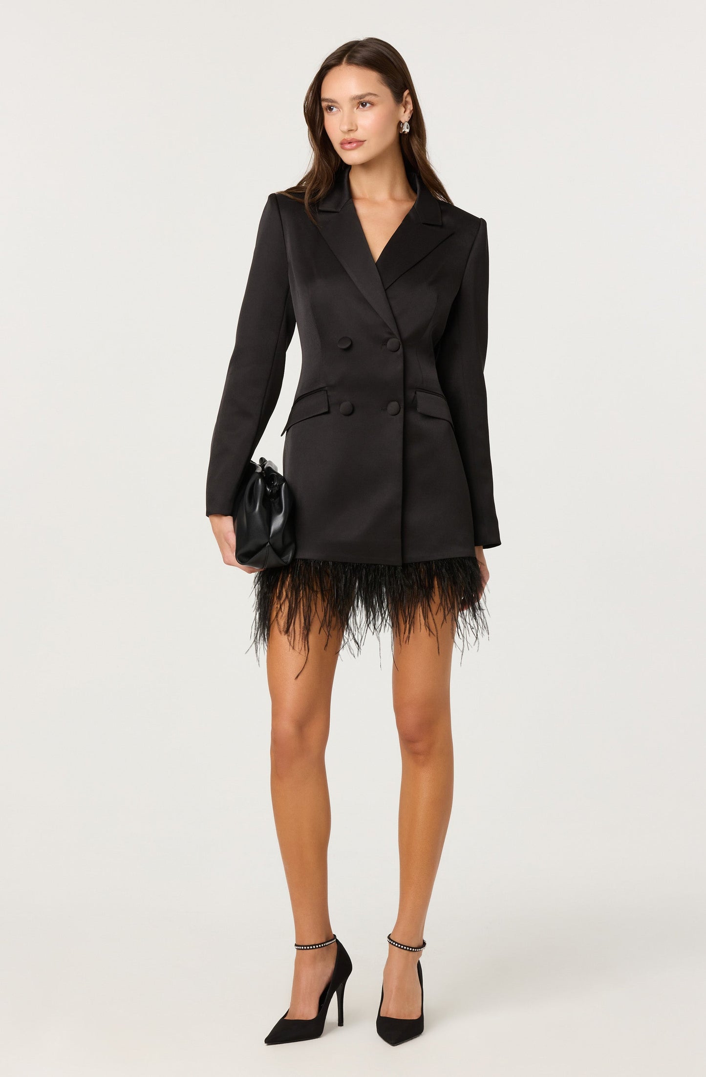 Breonna Feather Trim Blazer Dress