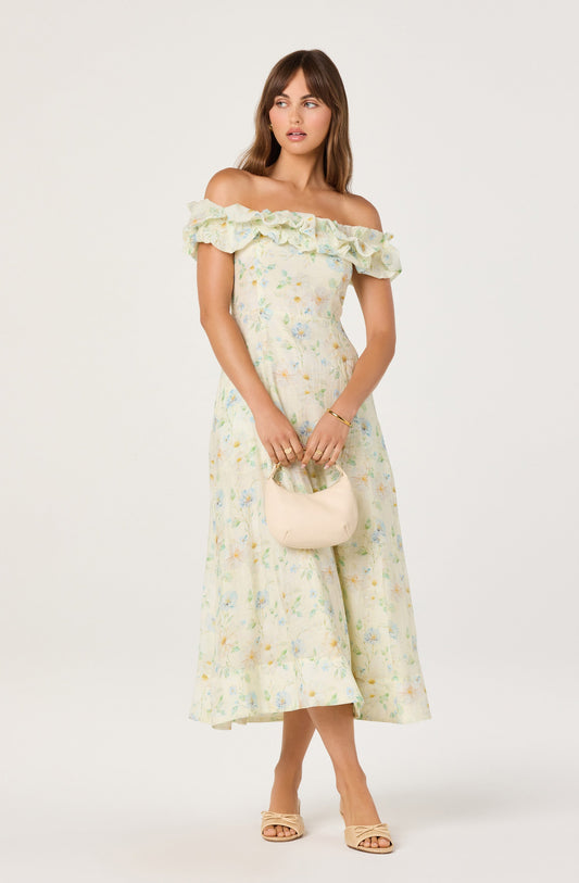 Alannah Off-Shoulder Floral Midi Dress