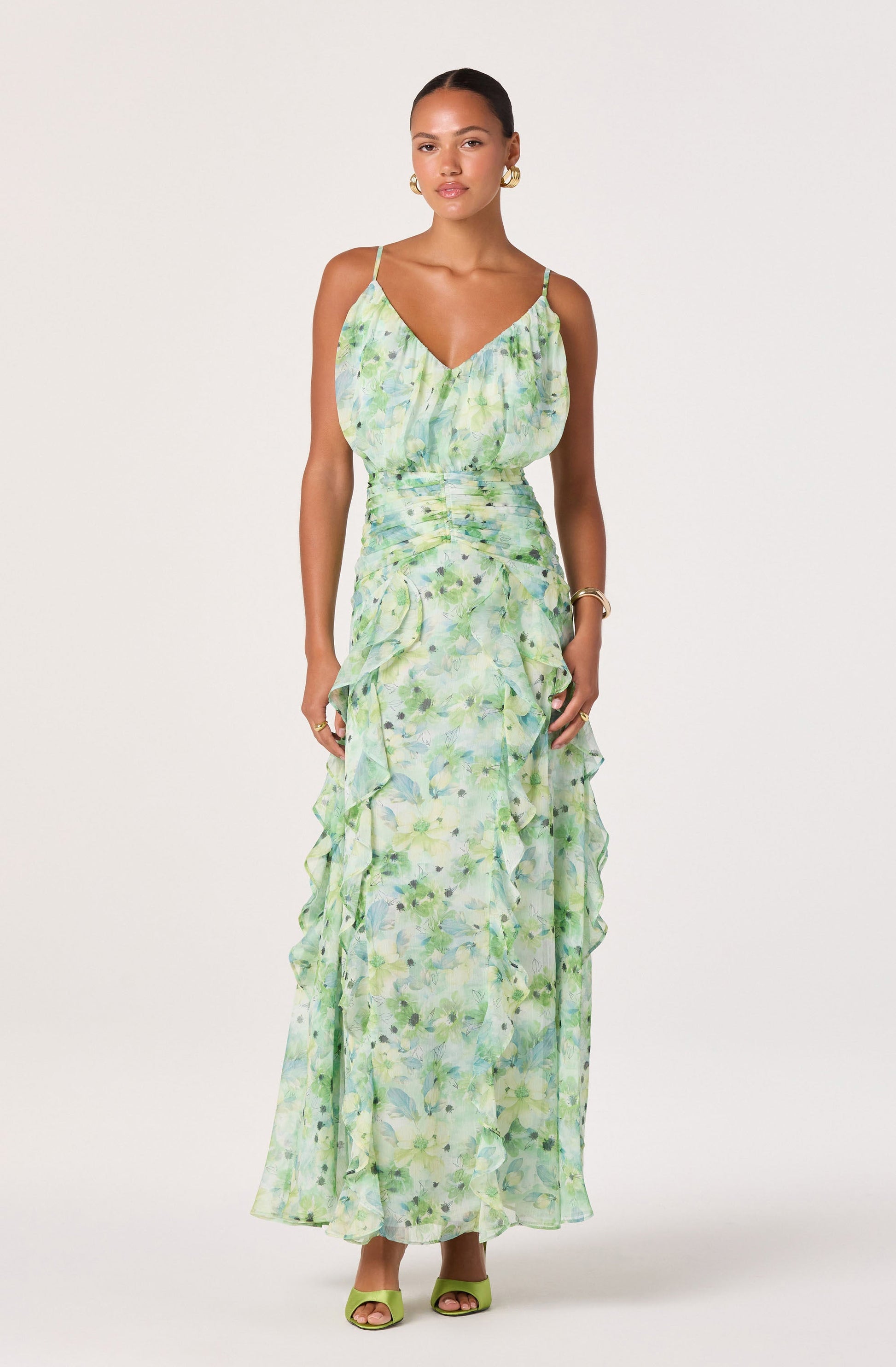 Brianna Ruffle Chiffon Maxi Dress